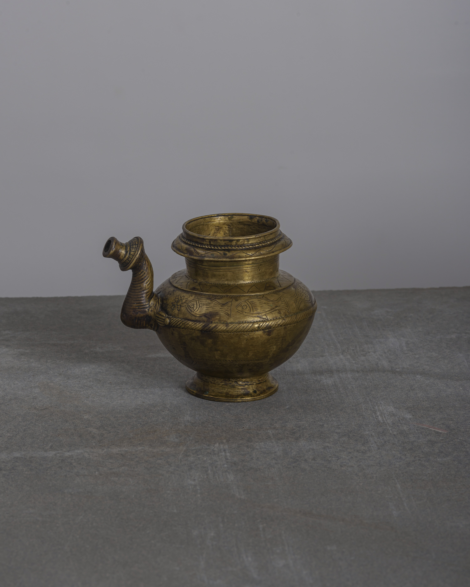 Indian Brass Lota with Chiseled and Incised Decoration